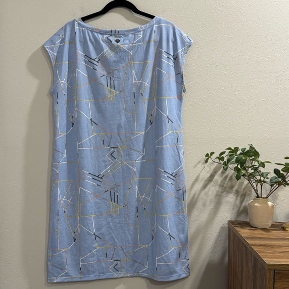 Prana XL Blue Sheen Jigsaw Sanna Dress Cap Sleeve Casual Athleisure Performance - Picture 2 of 7